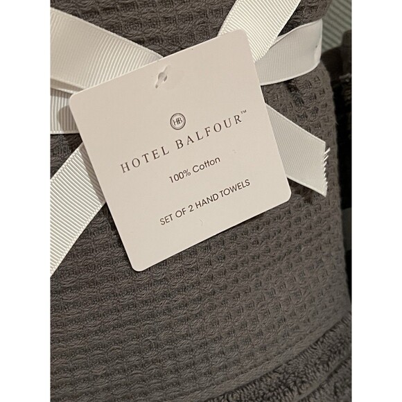Hotel Balfour Towels BATH HAND WASHCLOTH Terry Cotton GRAY WAFFLE WEAVE 9 Piece - Picture 4 of 10